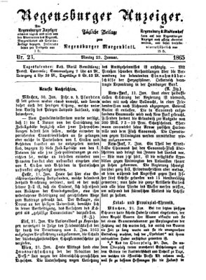 Regensburger Anzeiger Montag 23. Januar 1865