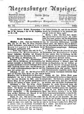 Regensburger Anzeiger Freitag 3. Februar 1865