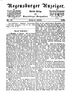 Regensburger Anzeiger Montag 20. Februar 1865