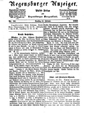 Regensburger Anzeiger Samstag 25. Februar 1865