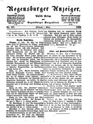 Regensburger Anzeiger Mittwoch 1. März 1865