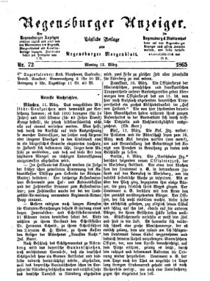 Regensburger Anzeiger Montag 13. März 1865