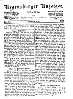 Regensburger Anzeiger Dienstag 21. März 1865