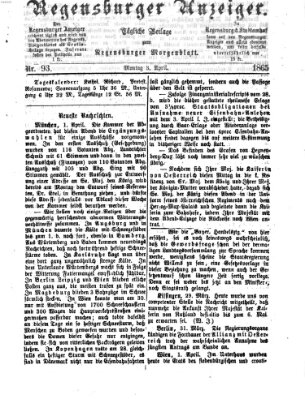 Regensburger Anzeiger Montag 3. April 1865