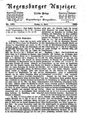 Regensburger Anzeiger Montag 10. April 1865