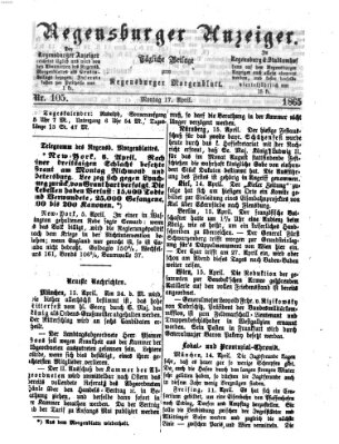 Regensburger Anzeiger Montag 17. April 1865