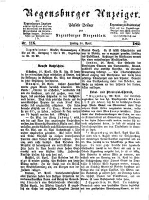 Regensburger Anzeiger Freitag 28. April 1865