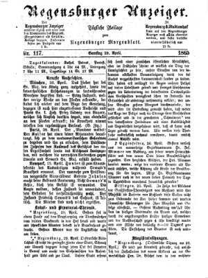 Regensburger Anzeiger Samstag 29. April 1865