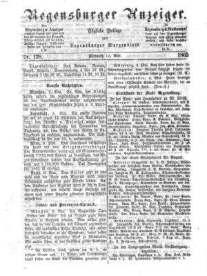 Regensburger Anzeiger Mittwoch 10. Mai 1865