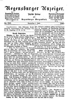 Regensburger Anzeiger Donnerstag 1. Juni 1865