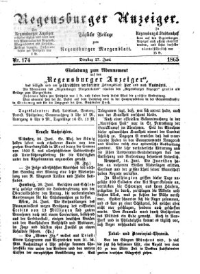 Regensburger Anzeiger Dienstag 27. Juni 1865