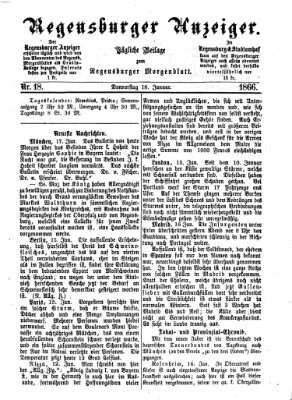 Regensburger Anzeiger Donnerstag 18. Januar 1866