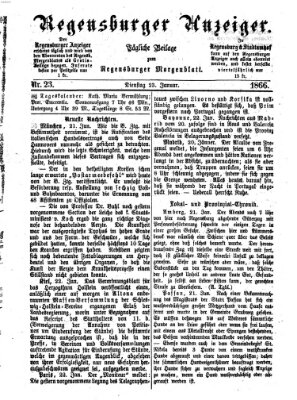 Regensburger Anzeiger Dienstag 23. Januar 1866