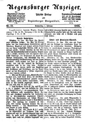 Regensburger Anzeiger Donnerstag 1. Februar 1866