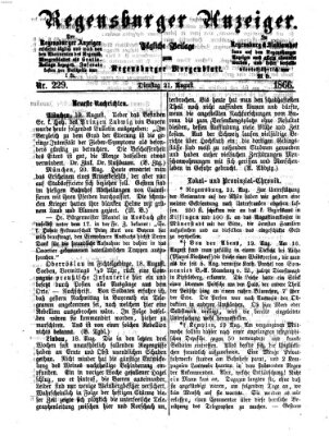 Regensburger Anzeiger Dienstag 21. August 1866