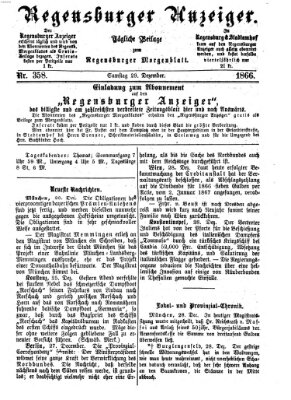 Regensburger Anzeiger Samstag 29. Dezember 1866