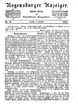 Regensburger Anzeiger Samstag 16. Februar 1867