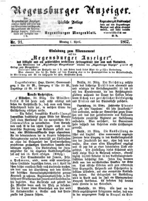 Regensburger Anzeiger Montag 1. April 1867