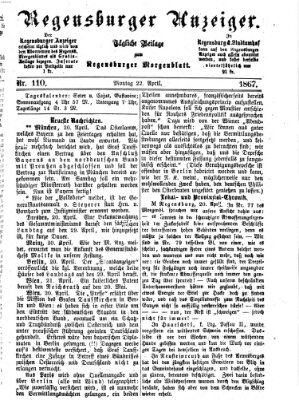 Regensburger Anzeiger Montag 22. April 1867