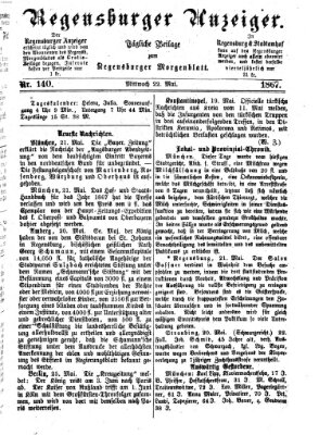 Regensburger Anzeiger Mittwoch 22. Mai 1867