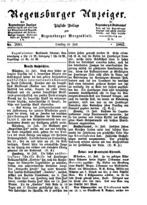 Regensburger Anzeiger Dienstag 23. Juli 1867