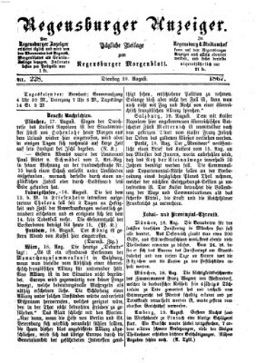 Regensburger Anzeiger Dienstag 20. August 1867