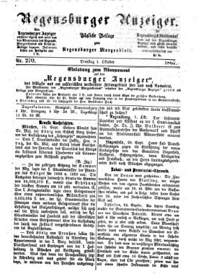 Regensburger Anzeiger Dienstag 1. Oktober 1867