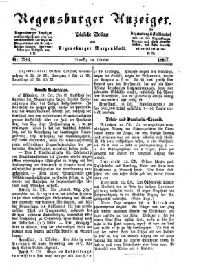 Regensburger Anzeiger Montag 14. Oktober 1867