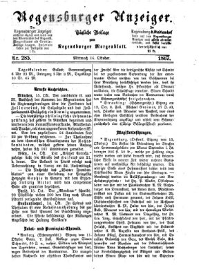 Regensburger Anzeiger Mittwoch 16. Oktober 1867