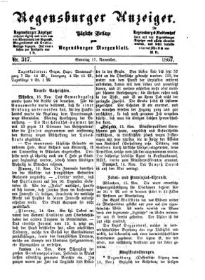 Regensburger Anzeiger Sonntag 17. November 1867