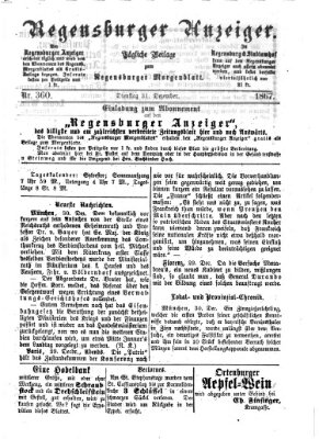 Regensburger Anzeiger Dienstag 31. Dezember 1867