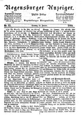 Regensburger Anzeiger Sonntag 12. Januar 1868