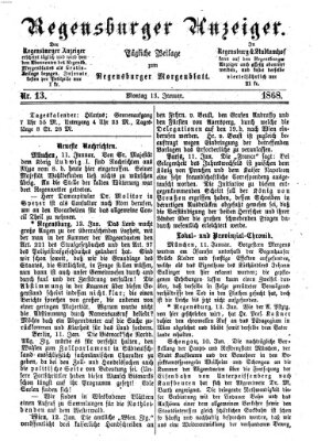 Regensburger Anzeiger Montag 13. Januar 1868