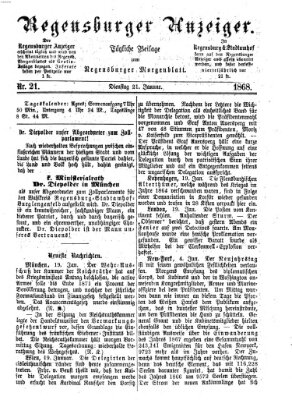 Regensburger Anzeiger Dienstag 21. Januar 1868