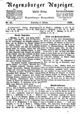 Regensburger Anzeiger Donnerstag 13. Februar 1868