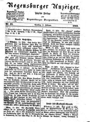 Regensburger Anzeiger Samstag 15. Februar 1868