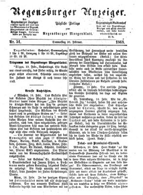 Regensburger Anzeiger Donnerstag 20. Februar 1868