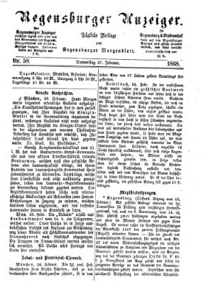 Regensburger Anzeiger Donnerstag 27. Februar 1868