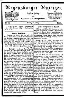 Regensburger Anzeiger Samstag 21. März 1868