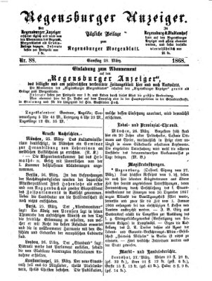 Regensburger Anzeiger Samstag 28. März 1868