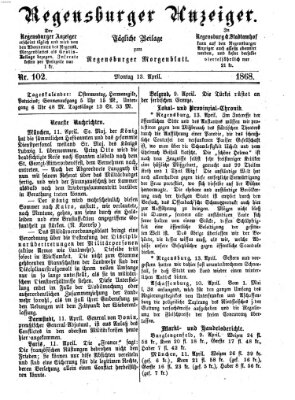 Regensburger Anzeiger Montag 13. April 1868