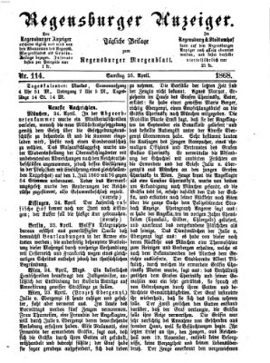 Regensburger Anzeiger Samstag 25. April 1868