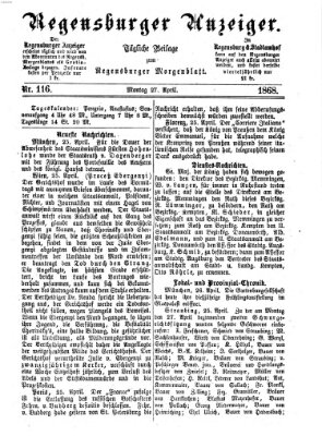 Regensburger Anzeiger Montag 27. April 1868