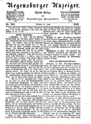 Regensburger Anzeiger Dienstag 16. Juni 1868