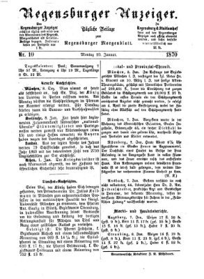 Regensburger Anzeiger Montag 10. Januar 1870