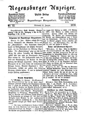 Regensburger Anzeiger Mittwoch 12. Januar 1870