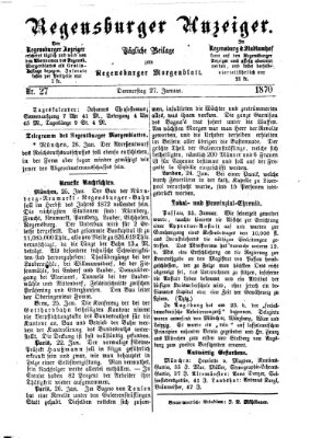 Regensburger Anzeiger Donnerstag 27. Januar 1870