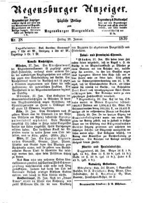 Regensburger Anzeiger Freitag 28. Januar 1870