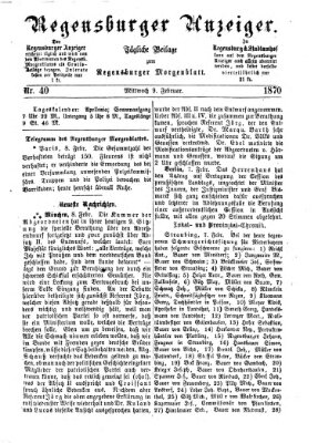 Regensburger Anzeiger Mittwoch 9. Februar 1870