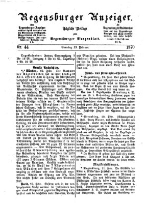 Regensburger Anzeiger Sonntag 13. Februar 1870